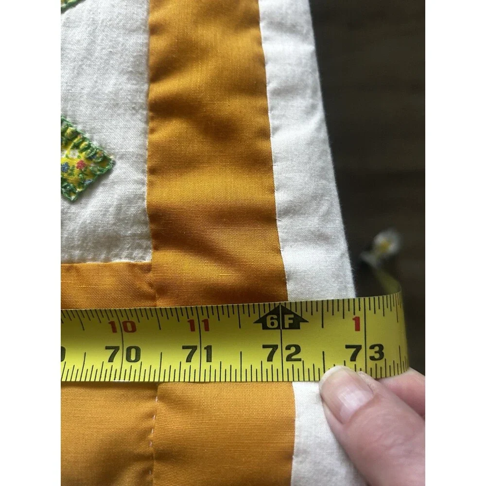 Handmade Fall Autumn Leaf Patchwork Quilt 73x92 Vtg Twin -Queen Throw Rustic